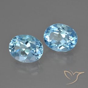 Gemme di Topazio Celeste naturale da 7.09 ct, Ovale, VS