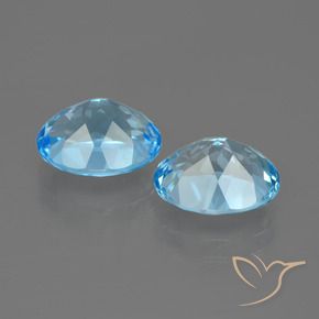 Gemme di Topazio Celeste naturale da 7.09 ct, Ovale, VS
