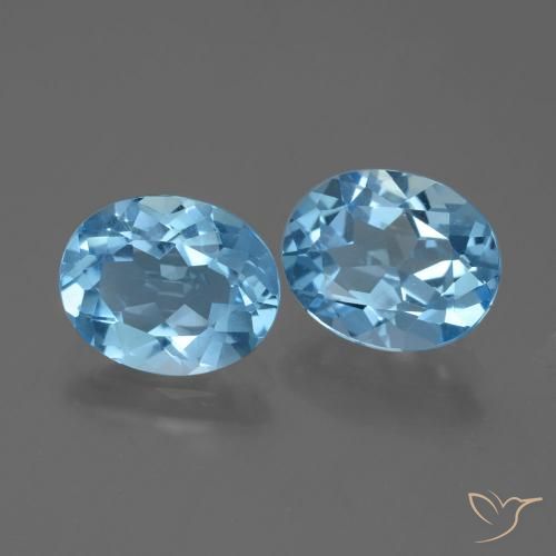 Gemme di Topazio Blu svizzero naturale da 6.17 ct, Ovale, VVS