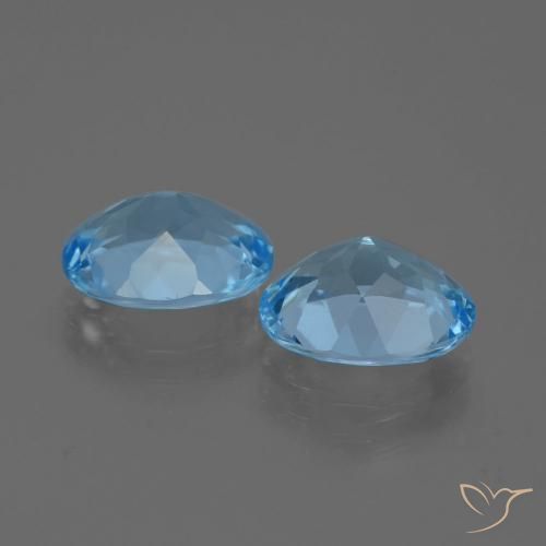 Gemme di Topazio Blu svizzero naturale da 6.17 ct, Ovale, VVS