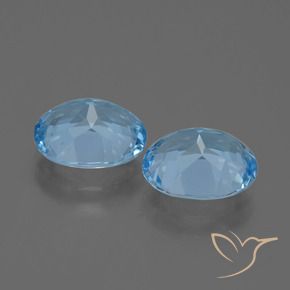 Gemme di Topazio Celeste naturale da 6.38 ct, Ovale, VVS