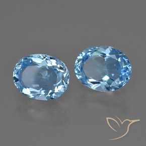 Gemme di Topazio Celeste naturale da 6.14 ct, Ovale, VVS-VS