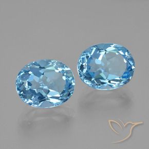 Gemme di Topazio Celeste naturale da 6.21 ct, Ovale, VVS