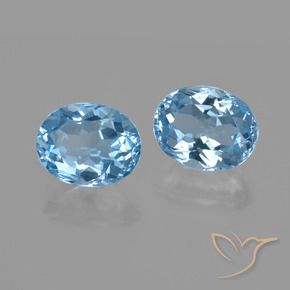Gemme di Topazio Celeste naturale da 6.34 ct, Ovale, VVS-VS