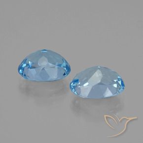 Gemme di Topazio Celeste naturale da 6.34 ct, Ovale, VVS-VS
