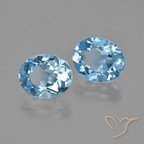 Gemme di Topazio Blu svizzero naturale da 6.35 ct, Ovale, VVS-VS
