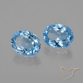 Gemme di Topazio Celeste naturale da 6.39 ct, Ovale, VVS