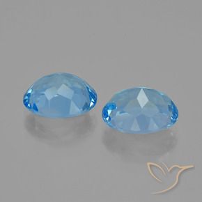 Gemme di Topazio Celeste naturale da 6.39 ct, Ovale, VVS