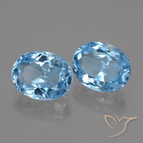 Gemme di Topazio Celeste naturale da 6.77 ct, Ovale, VVS