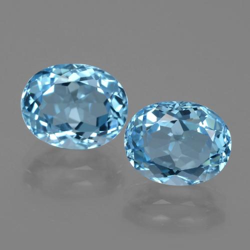 Topazio naturale blu da 6,88 ct, taglio ovale, VVS