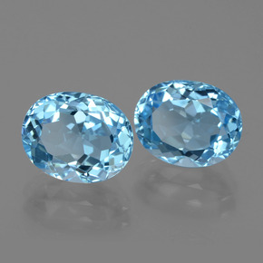 Topazio naturale blu da 6,88 ct, taglio ovale, VVS