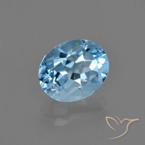 Topazio naturale blu da 2,93 ct, taglio ovale, VVS