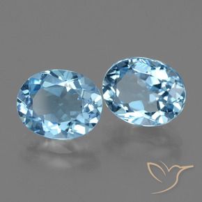 Gemme di Topazio Celeste naturale da 6.22 ct, Ovale, VVS