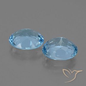 Gemme di Topazio Celeste naturale da 6.22 ct, Ovale, VVS
