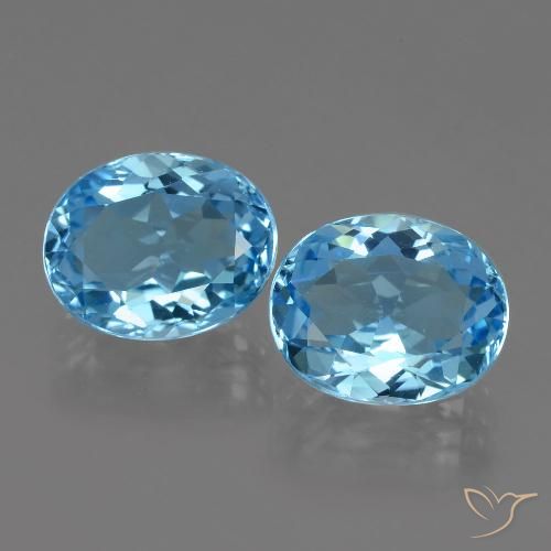 Gemme di Topazio Blu svizzero naturale da 7.10 ct, Taglio ovale, VVS-VS