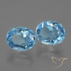 Gemme di Topazio Blu svizzero naturale da 6.38 ct, Ovale, VVS