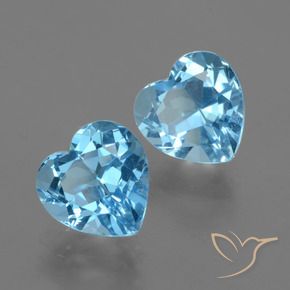 Gemme di Topazio Blu svizzero naturale da 6.89 ct, Cuore, VVS-VS