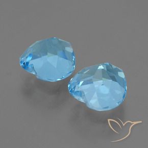 Gemme di Topazio Blu svizzero naturale da 6.89 ct, Cuore, VVS-VS