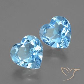 Gemme di Topazio Celeste naturale da 5.81 ct, Cuore, VVS