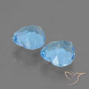 Gemme di Topazio Celeste naturale da 5.81 ct, Cuore, VVS