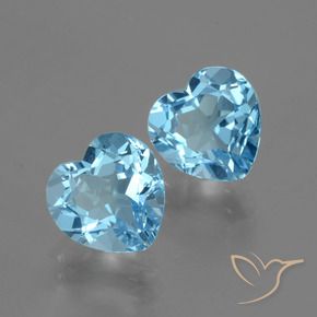 Gemme di Topazio Blu svizzero naturale da 6.62 ct, Cuore, VVS-VS
