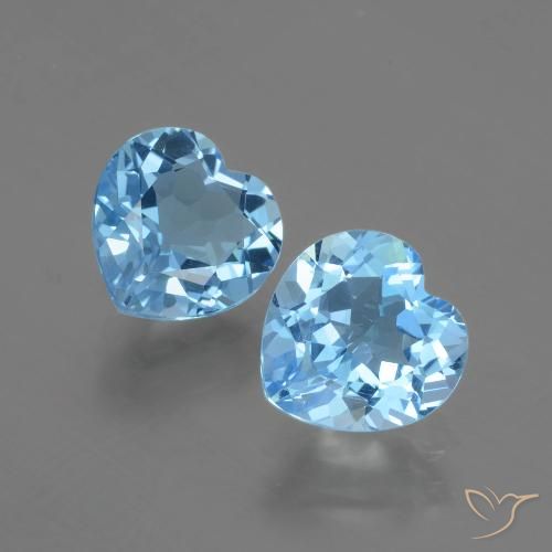 5.84ctw Naturale Celeste Topazio, Cuore, VVS-VS