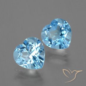 Gemme di Topazio Celeste naturale da 6.01 ct, Cuore, VVS