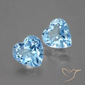 Gemme di Topazio Celeste naturale da 6.09 ct, Cuore, VVS-VS