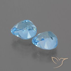 Gemme di Topazio Celeste naturale da 6.09 ct, Cuore, VVS-VS