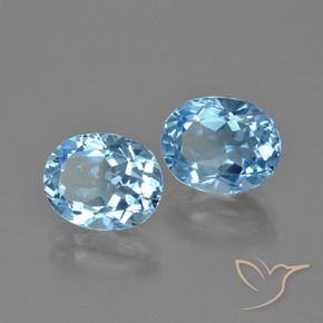 Gemme di Topazio Blu svizzero naturale da 6.34 ct, Ovale, VVS-VS