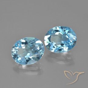 Gemme di Topazio Celeste naturale da 6.28 ct, Ovale, VVS