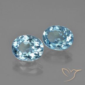 Gemme di Topazio Celeste naturale da 6.21 ct, Ovale, VVS-VS