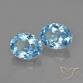 Gemme di Topazio Celeste naturale da 5.73 ct, Ovale, VVS