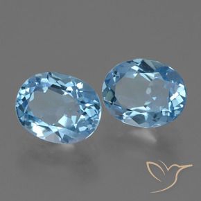 Gemme di Topazio Celeste naturale da 6.40 ct, Ovale, VVS-VS