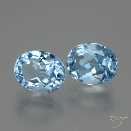 Gemme di Topazio Blu svizzero naturale da 7.03 ct, Ovale, VVS-VS