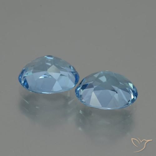 Gemme di Topazio Blu svizzero naturale da 7.03 ct, Ovale, VVS-VS