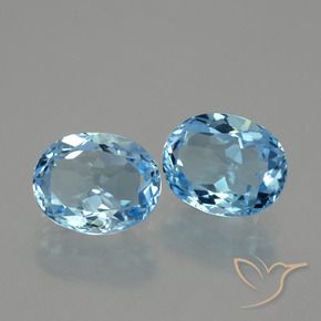 Gemme di Topazio Blu svizzero naturale da 6.74 ct, Ovale, VVS-VS