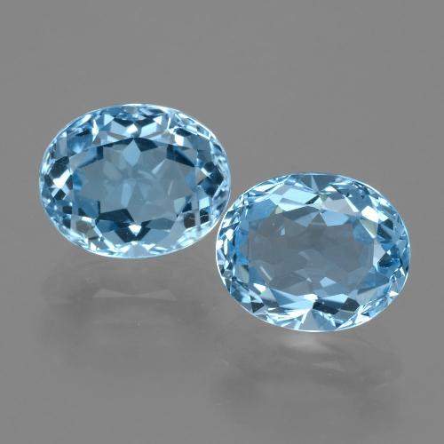 Topazio naturale blu da 6,95 ct, taglio ovale, VVS
