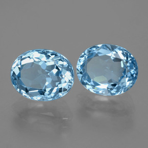 Topazio naturale blu da 6,95 ct, taglio ovale, VVS