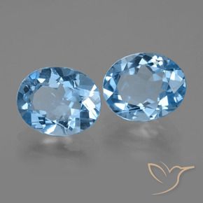 Gemme di Topazio Blu svizzero naturale da 6.04 ct, Ovale, VVS-VS