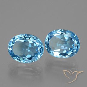 Gemme di Topazio Celeste naturale da 6.81 ct, Ovale, VVS-VS