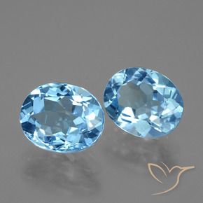 Gemme di Topazio Celeste naturale da 7.13 ct, Ovale, VVS-VS