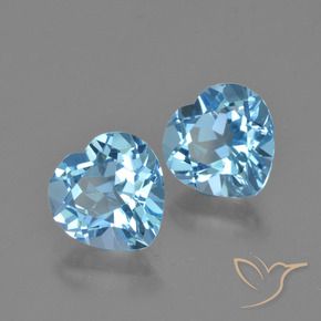 Gemme di Topazio Celeste naturale da 5.90 ct, Cuore, VVS-VS