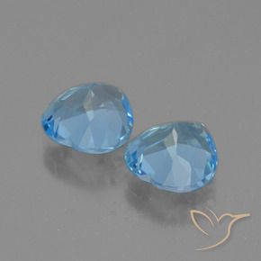 Gemme di Topazio Celeste naturale da 5.90 ct, Cuore, VVS-VS