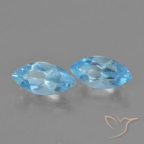 Gemme di Topazio Celeste naturale da 2.64 ct, Taglio marquise, VVS-VS