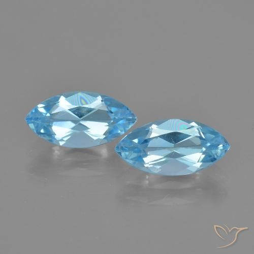 Gemme di Topazio Celeste naturale da 2.55 ct, Taglio marquise, VS