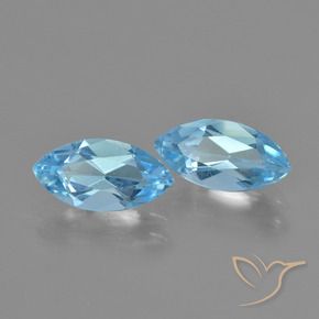 Gemme di Topazio Celeste naturale da 2.55 ct, Taglio marquise, VS