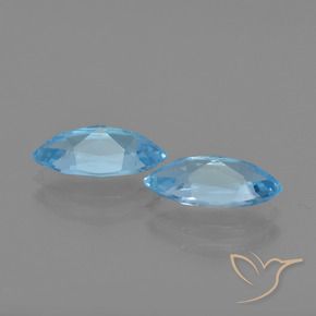 Gemme di Topazio Celeste naturale da 2.55 ct, Taglio marquise, VS