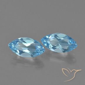 Gemme di Topazio Celeste naturale da 2.50 ct, Taglio marquise, VVS-VS