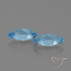 Gemme di Topazio Celeste naturale da 2.50 ct, Taglio marquise, VVS-VS